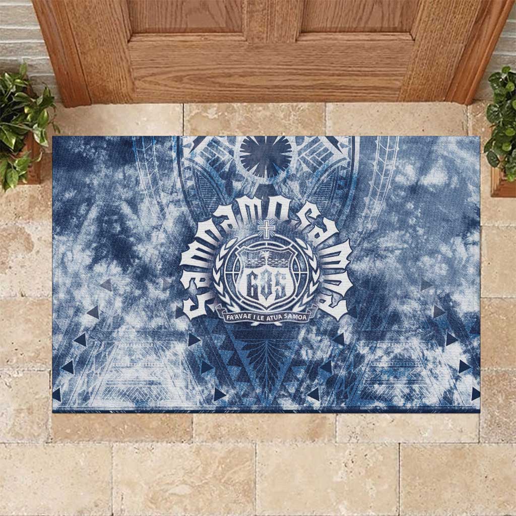 Samoa 685 Rubber Doormat Polynesian Pattern Tie Dye Style LT05 Blue - Polynesian Pride