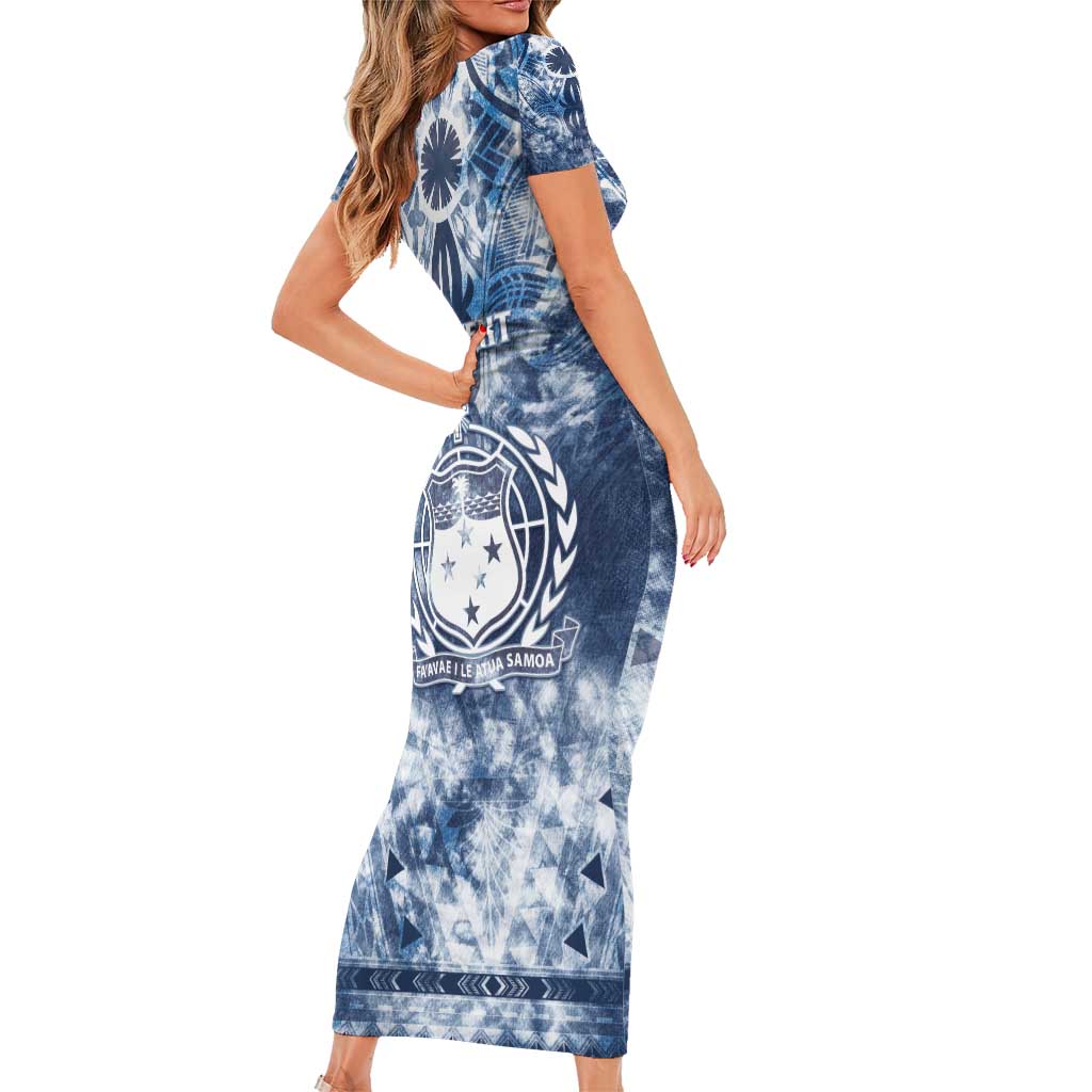 Samoa 685 Short Sleeve Bodycon Dress Polynesian Pattern Tie Dye Style LT05 - Polynesian Pride
