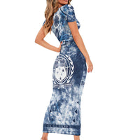 Samoa 685 Short Sleeve Bodycon Dress Polynesian Pattern Tie Dye Style LT05 - Polynesian Pride
