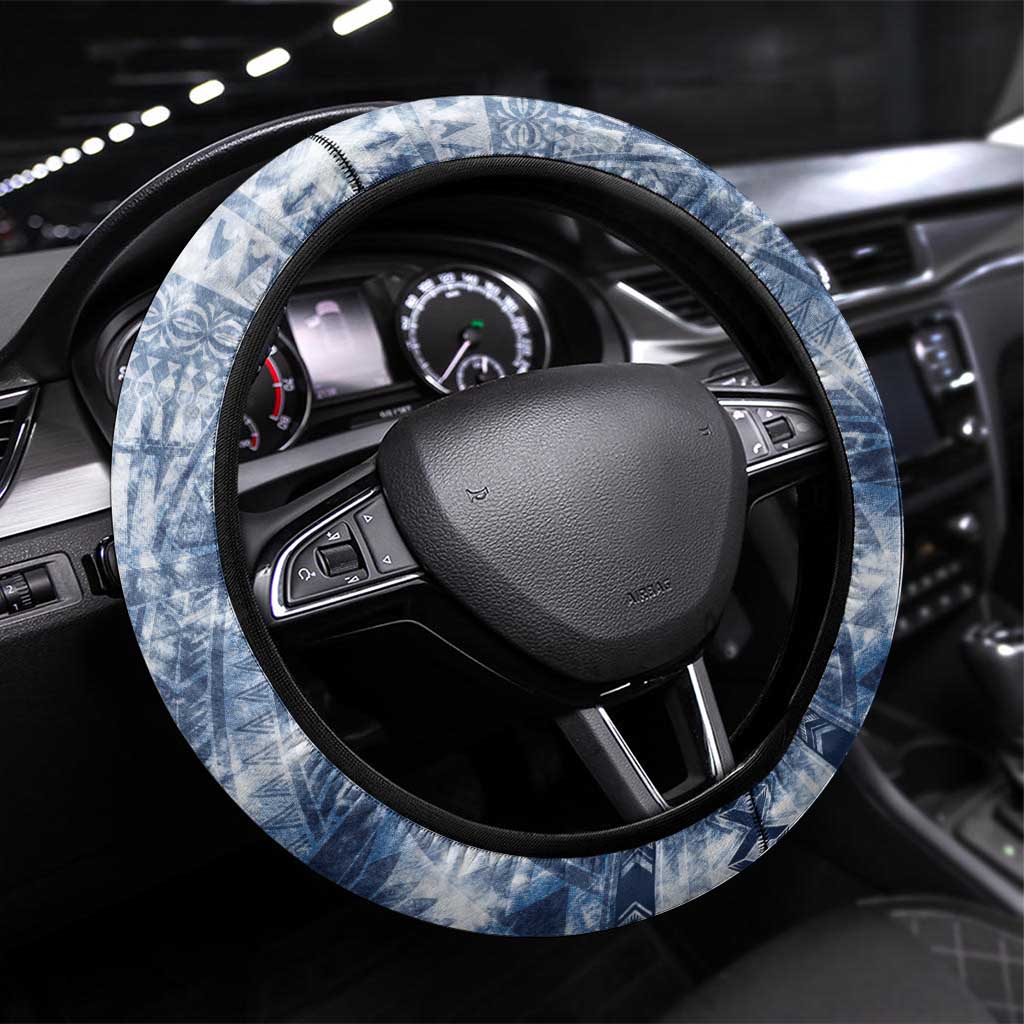 Samoa 685 Steering Wheel Cover Polynesian Pattern Tie Dye Style LT05 Universal Fit Blue - Polynesian Pride