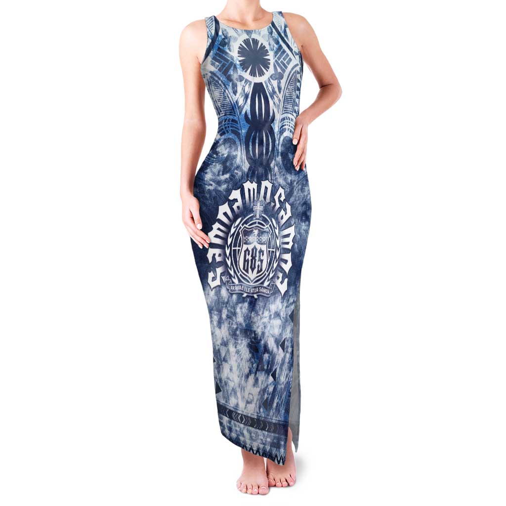 Samoa 685 Tank Maxi Dress Polynesian Pattern Tie Dye Style