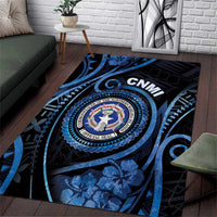 Northern Mariana Islands Area Rug Ocean Floral Pattern LT05 Black - Polynesian Pride