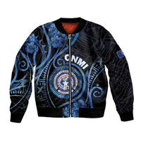 Personalized Northern Mariana Islands Bomber Jacket Ocean Floral Pattern LT05 Unisex Black - Polynesian Pride