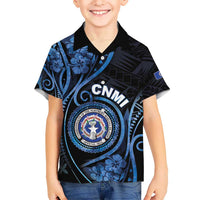 Personalized Northern Mariana Islands Kid Hawaiian Shirt Ocean Floral Pattern LT05 Kid Black - Polynesian Pride