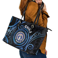 Northern Mariana Islands Leather Tote Bag Ocean Floral Pattern LT05 - Polynesian Pride