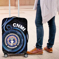 Northern Mariana Islands Luggage Cover Ocean Floral Pattern LT05 Black - Polynesian Pride
