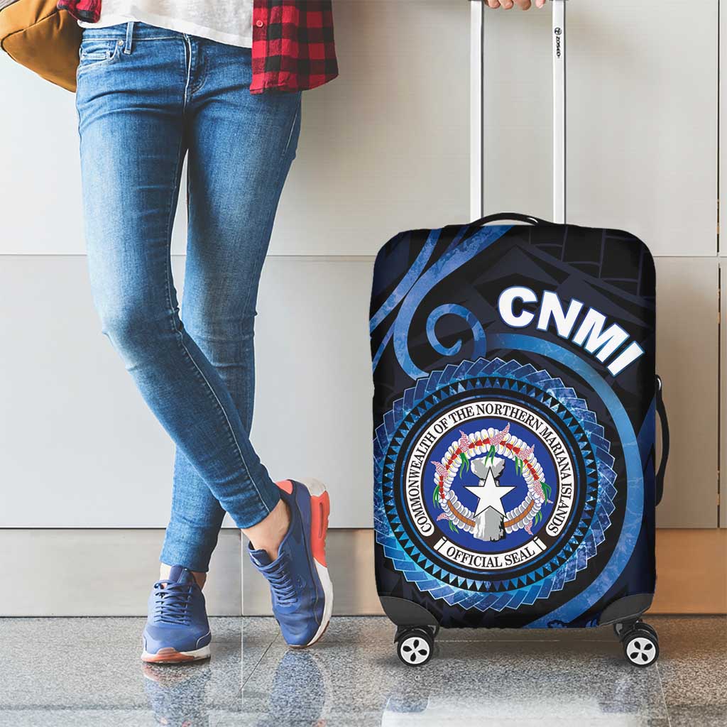 Northern Mariana Islands Luggage Cover Ocean Floral Pattern LT05 - Polynesian Pride