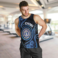 Personalized Northern Mariana Islands Men Tank Top Ocean Floral Pattern LT05 Black - Polynesian Pride
