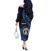 Personalized Northern Mariana Islands Off The Shoulder Long Sleeve Dress Ocean Floral Pattern LT05 - Polynesian Pride