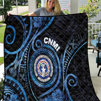 Northern Mariana Islands Quilt Ocean Floral Pattern LT05 Black - Polynesian Pride
