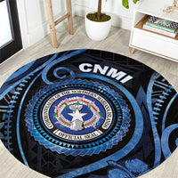 Northern Mariana Islands Round Carpet Ocean Floral Pattern LT05 Black - Polynesian Pride