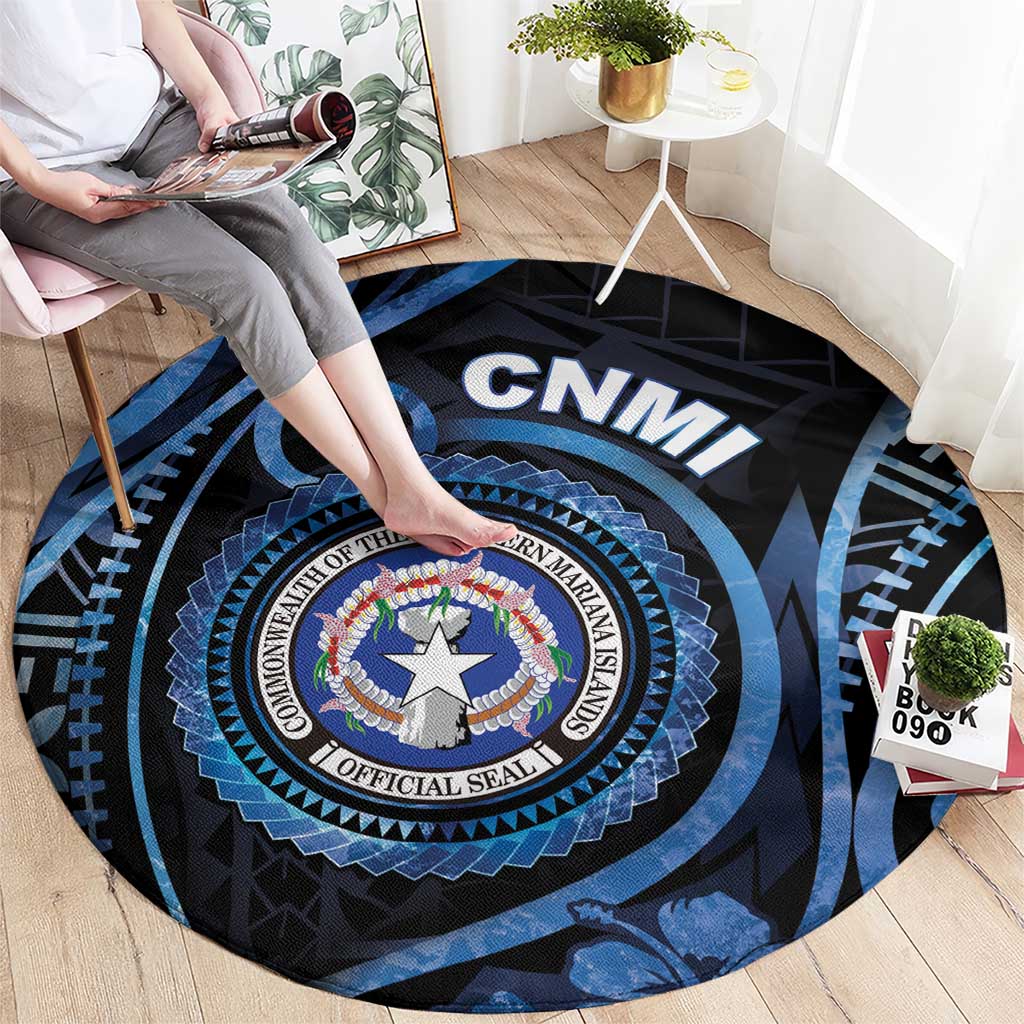 Northern Mariana Islands Round Carpet Ocean Floral Pattern LT05 - Polynesian Pride