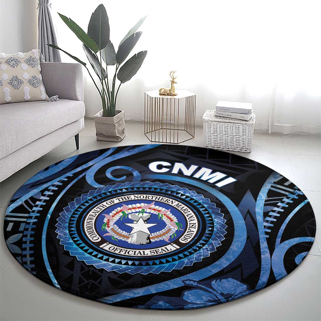 Northern Mariana Islands Round Carpet Ocean Floral Pattern LT05 - Polynesian Pride