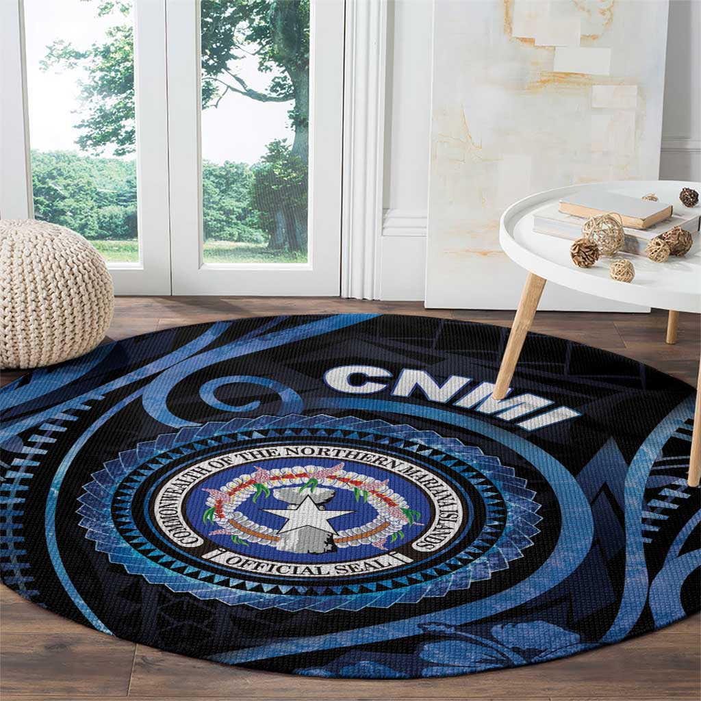 Northern Mariana Islands Round Carpet Ocean Floral Pattern LT05 - Polynesian Pride