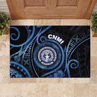 Northern Mariana Islands Rubber Doormat Ocean Floral Pattern LT05 Black - Polynesian Pride