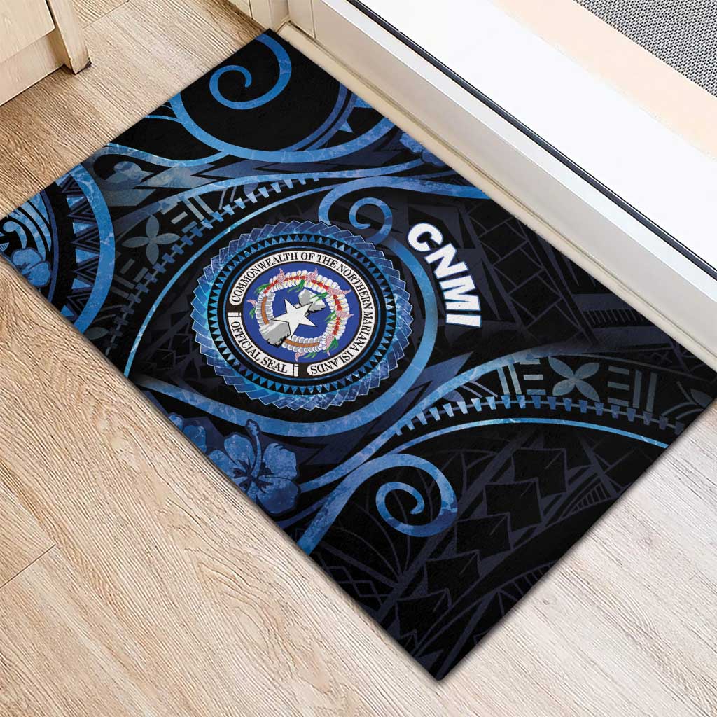 Northern Mariana Islands Rubber Doormat Ocean Floral Pattern LT05 - Polynesian Pride