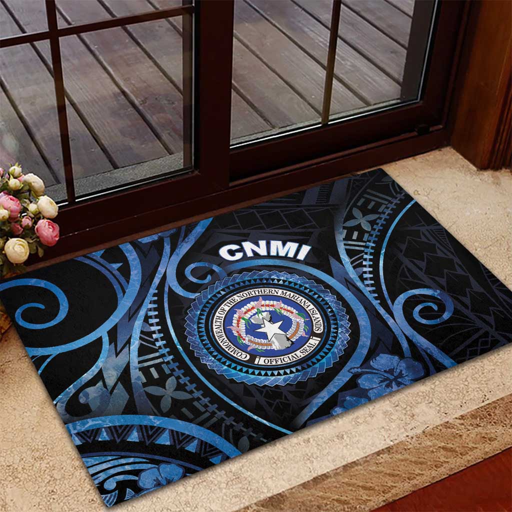 Northern Mariana Islands Rubber Doormat Ocean Floral Pattern LT05 - Polynesian Pride