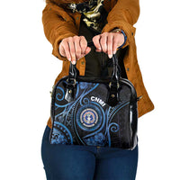 Northern Mariana Islands Shoulder Handbag Ocean Floral Pattern LT05 One Size Black - Polynesian Pride