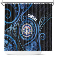 Northern Mariana Islands Shower Curtain Ocean Floral Pattern LT05 Black - Polynesian Pride