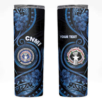 Personalized Northern Mariana Islands Skinny Tumbler Ocean Floral Pattern LT05 Black - Polynesian Pride