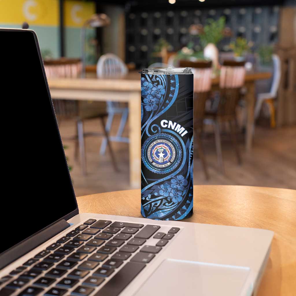 Personalized Northern Mariana Islands Skinny Tumbler Ocean Floral Pattern LT05 - Polynesian Pride