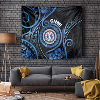 Northern Mariana Islands Tapestry Ocean Floral Pattern LT05 Black - Polynesian Pride