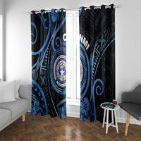 Northern Mariana Islands Window Curtain Ocean Floral Pattern LT05 With Grommets Black - Polynesian Pride