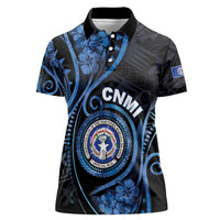 Personalized Northern Mariana Islands Women Polo Shirt Ocean Floral Pattern LT05 Female Black - Polynesian Pride