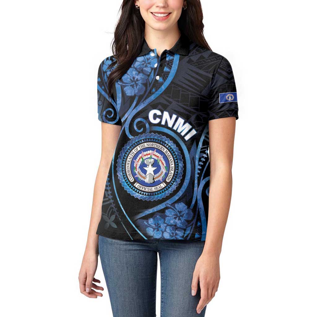 Personalized Northern Mariana Islands Women Polo Shirt Ocean Floral Pattern LT05 - Polynesian Pride