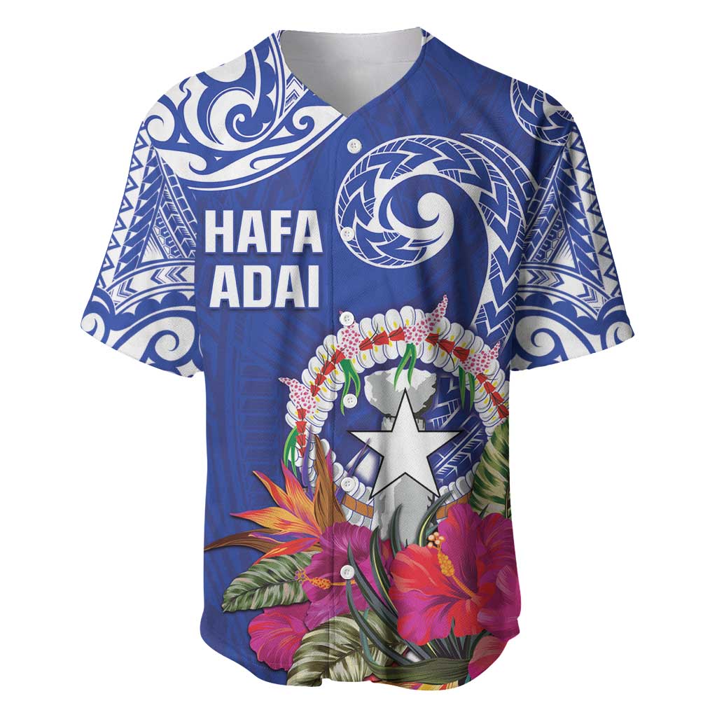 Hafa Adai Northern Mariana Islands Baseball Jersey Polynesian Tribal Pattern LT05 Blue - Polynesian Pride