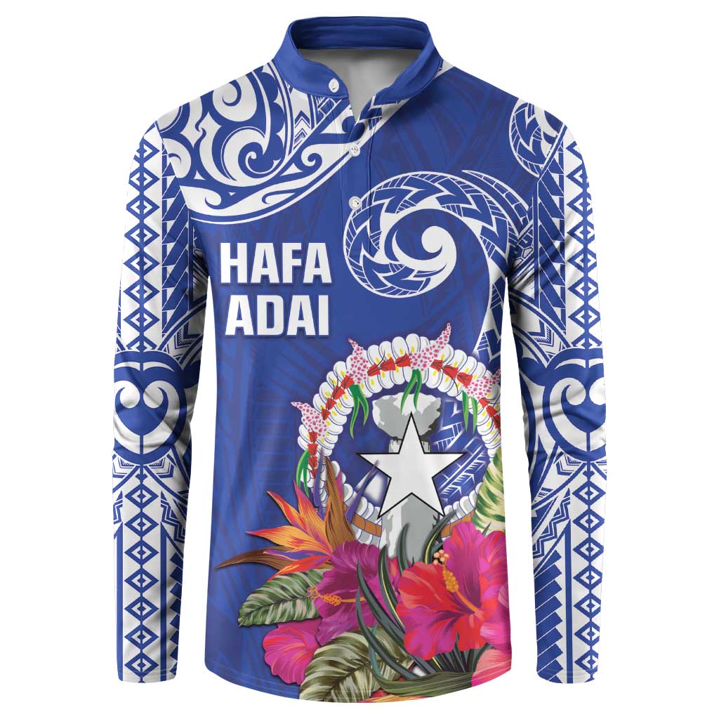 Hafa Adai Northern Mariana Islands Button Sweatshirt Polynesian Tribal Pattern