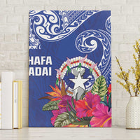 Hafa Adai Northern Mariana Islands Canvas Wall Art Polynesian Tribal Pattern LT05 Without Frame Blue - Polynesian Pride