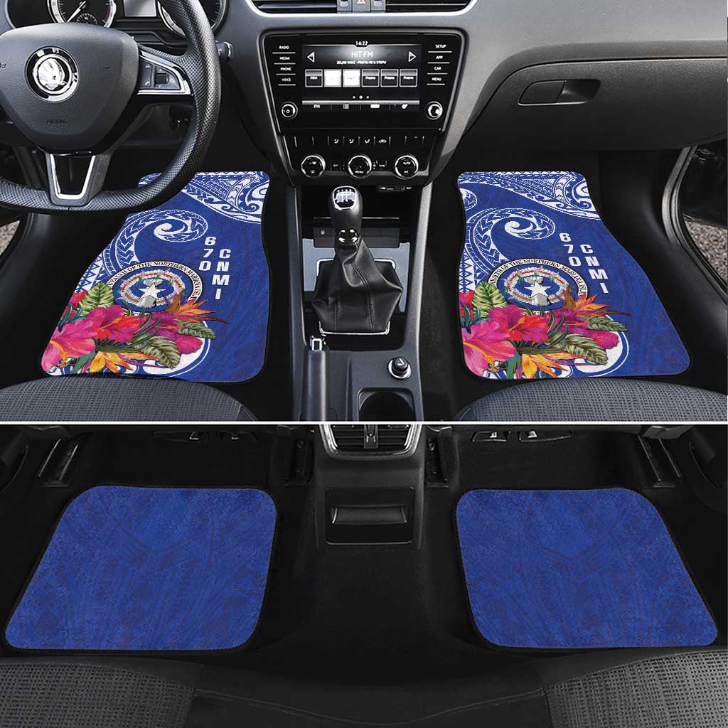 Hafa Adai Northern Mariana Islands Car Mats Polynesian Tribal Pattern LT05 Set 4pcs Blue - Polynesian Pride