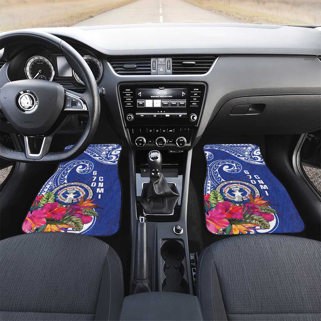 Hafa Adai Northern Mariana Islands Car Mats Polynesian Tribal Pattern LT05 Set 2pcs - Front Blue - Polynesian Pride