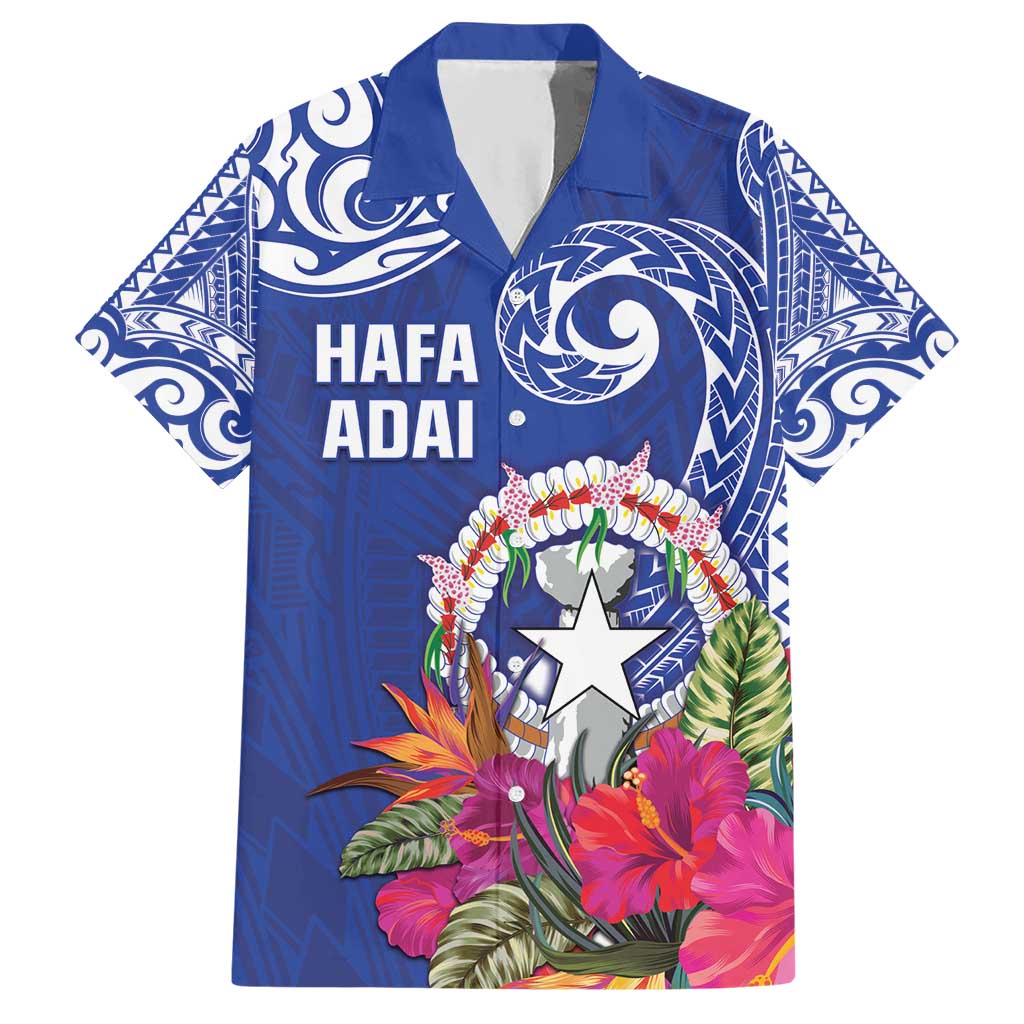 Hafa Adai Northern Mariana Islands Hawaiian Shirt Polynesian Tribal Pattern LT05 Blue - Polynesian Pride