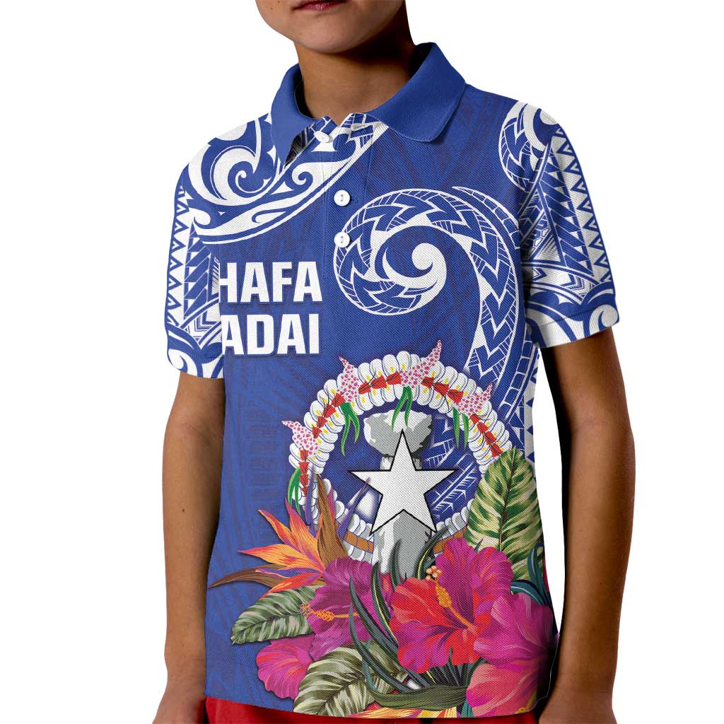 Hafa Adai Northern Mariana Islands Kid Polo Shirt Polynesian Tribal Pattern LT05 Kid Blue - Polynesian Pride