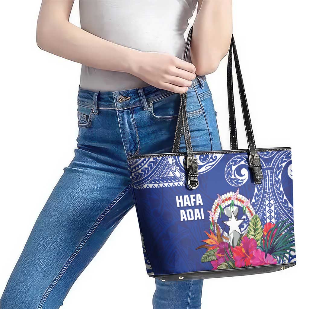 Hafa Adai Northern Mariana Islands Leather Tote Bag Polynesian Tribal Pattern LT05 - Polynesian Pride