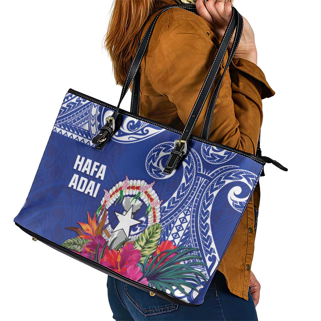 Hafa Adai Northern Mariana Islands Leather Tote Bag Polynesian Tribal Pattern LT05 - Polynesian Pride