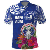 Hafa Adai Northern Mariana Islands Polo Shirt Polynesian Tribal Pattern LT05 Blue - Polynesian Pride