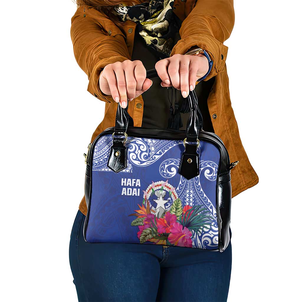 Hafa Adai Northern Mariana Islands Shoulder Handbag Polynesian Tribal Pattern LT05 One Size Blue - Polynesian Pride
