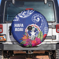 Hafa Adai Northern Mariana Islands Spare Tire Cover Polynesian Tribal Pattern LT05 Blue - Polynesian Pride