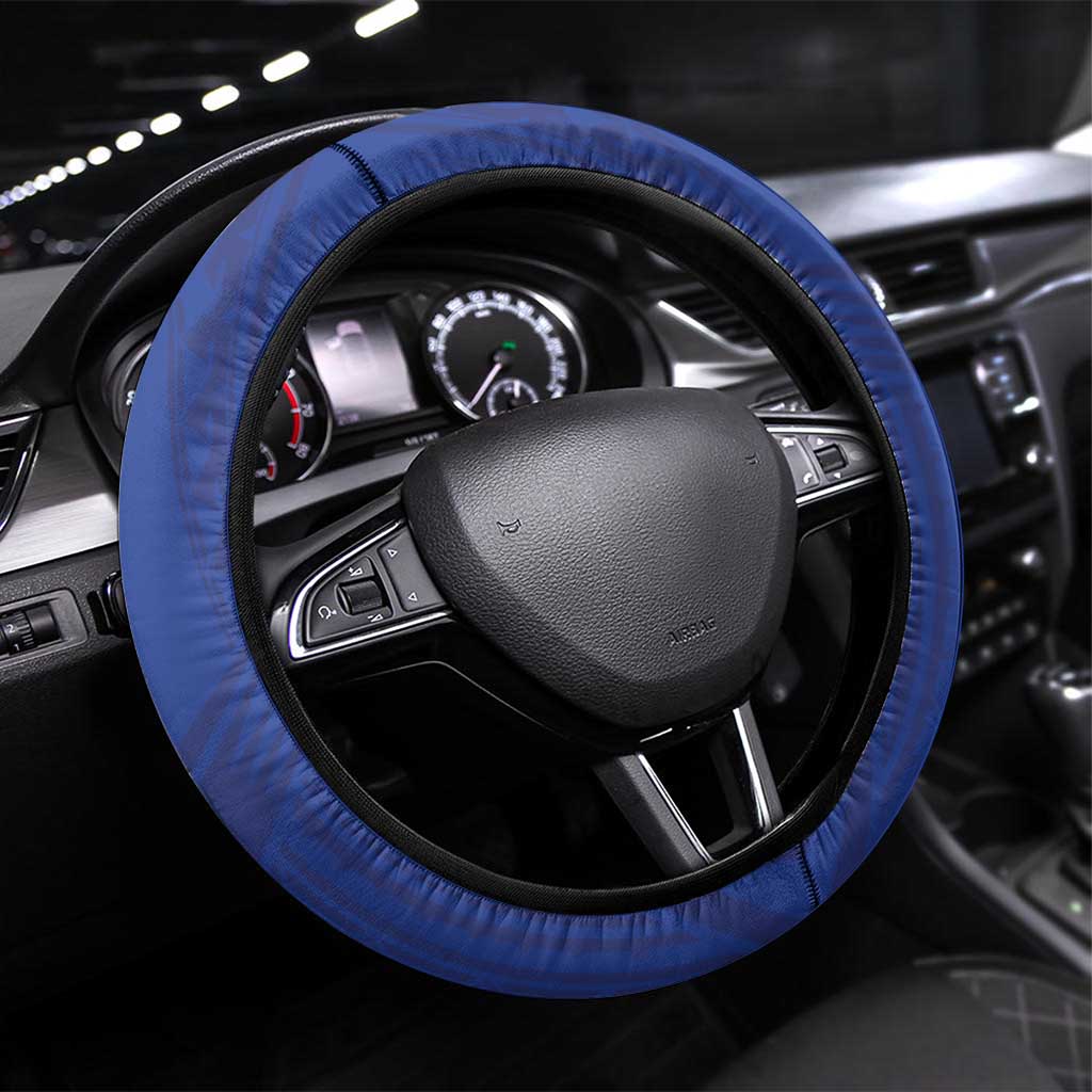 Hafa Adai Northern Mariana Islands Steering Wheel Cover Polynesian Tribal Pattern LT05 Universal Fit Blue - Polynesian Pride