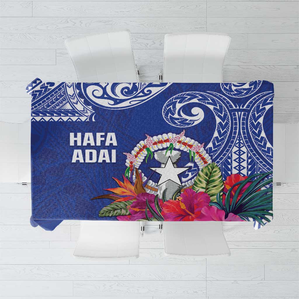 Hafa Adai Northern Mariana Islands Tablecloth Polynesian Tribal Pattern LT05 Blue - Polynesian Pride