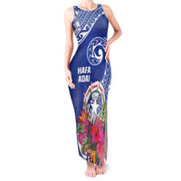 Hafa Adai Northern Mariana Islands Tank Maxi Dress Polynesian Tribal Pattern LT05 Women Blue - Polynesian Pride