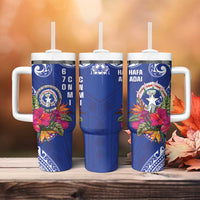 Hafa Adai Northern Mariana Islands Tumbler With Handle Polynesian Tribal Pattern LT05 - Polynesian Pride