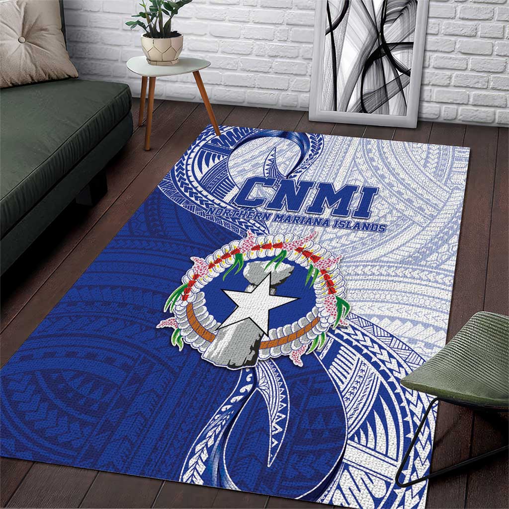 Northern Mariana Islands Area Rug CNMI Seal LT05 Blue - Polynesian Pride
