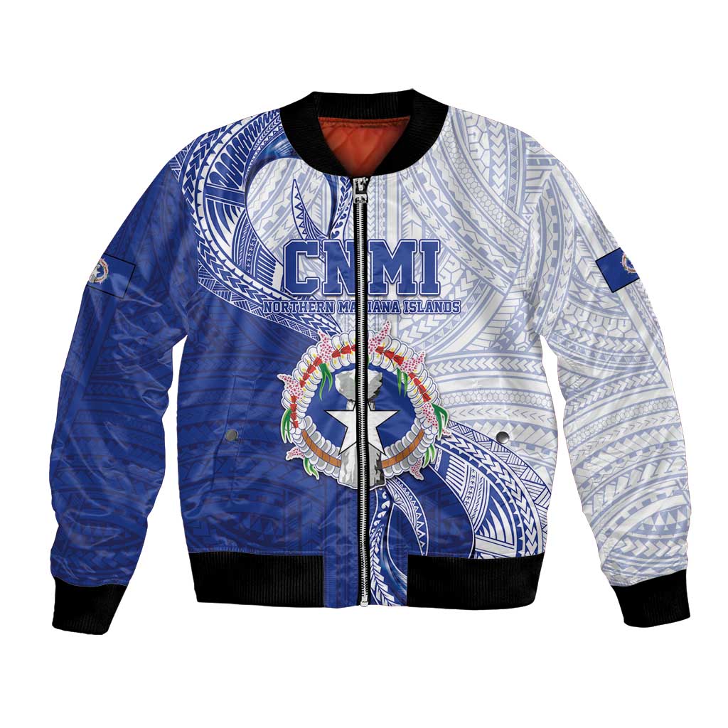 Personalized Northern Mariana Islands Bomber Jacket CNMI Seal LT05 Unisex Blue - Polynesian Pride