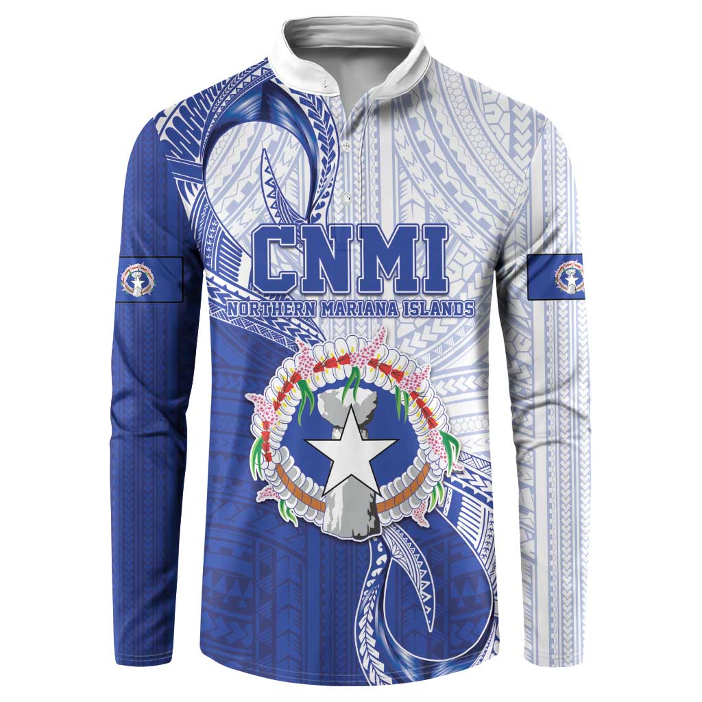 Personalized Northern Mariana Islands Button Sweatshirt CNMI Seal LT05 Blue - Polynesian Pride
