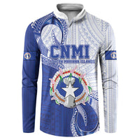 Personalized Northern Mariana Islands Button Sweatshirt CNMI Seal LT05 Blue - Polynesian Pride