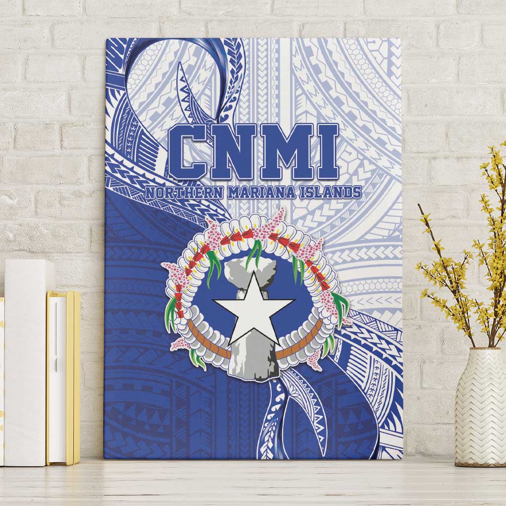 Northern Mariana Islands Canvas Wall Art CNMI Seal LT05 Without Frame Blue - Polynesian Pride